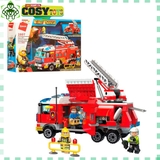 Đồ chơi lắp ghép xếp hình ô tô cứu hoả với 366 mảnh ghép