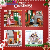 Đồ chơi lắp ghép xếp hình Ngôi nhà giáng sinh cùng xe tuần lộc chở quà và người tuyết với 788 chi tiết
