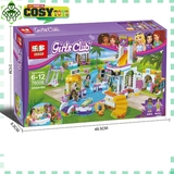 Đồ chơi lắp ghép xếp hình mô hình khu vui chơi Cầu trượt bể bơi Girl Club với 696 mảnh ghép