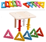 Đồ chơi luyện tay luồn cọc hình khối bằng gỗ cho bé