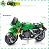 Đồ chơi lắp ghép xếp hình xe motor đua thể thao công thức F1 màu xanh lá với 227 pics