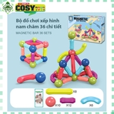 Bộ đồ chơi xếp hình nam châm, ghép hình nam châm dạng que, đầy đủ chi tiết, làm bằng chất liệu nhựa nguyên sinh ABS cao cấp, an toàn cho bé