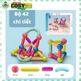 Bộ đồ chơi xếp hình nam châm, ghép hình nam châm dạng que, đầy đủ chi tiết, làm bằng chất liệu nhựa nguyên sinh ABS cao cấp, an toàn cho bé
