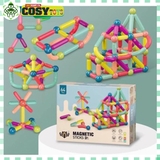 Bộ đồ chơi xếp hình nam châm, ghép hình nam châm dạng que, đầy đủ chi tiết, làm bằng chất liệu nhựa nguyên sinh ABS cao cấp, an toàn cho bé