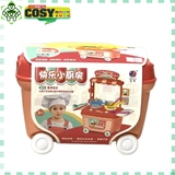 Hộp đồ chơi nấu ăn di động kèm dụng cụ cho bé