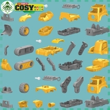 Đồ chơi lắp ráp ô tô mô hình xe cứu hoả - xe công trường biến hình thành robot 5 trong 1 với hơn 131-133 chi tiết bằng vít