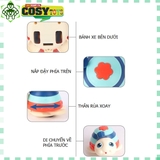 Đồ chơi rùa cầu vồng với mai rùa đủ màu sắc, có nắp đậy trên lưng và chạy bằng trớn