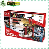 Hộp mô hình gara ô tô nhiều tầng kèm 04 xe ô tô và 01 máy bay trực thăng