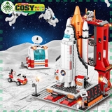 Đồ chơi lắp ghép xếp hình trạm phóng tàu vũ trụ, tàu không gian mới gồm: tàu không gian, tàu thám hiểm và phi hành gia, với hơn 600 chi tiết-mẫu tàu to và đẹp