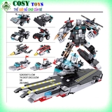 ĐỒ CHƠI LẮP GHÉP XẾP HÌNH ROBOT ĐẠI CHIẾN BIẾN THÀNH TÀU SÂN BAY LOẠI 8 TRONG 1 VỚI 683 MẢNH GHÉP