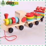 Đồ chơi tàu hỏa chở các hình khối bằng gỗ an toàn cho bé
