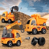 Túi đồ chơi xe lắp ráp, mẫu 4 xe công trường cho bé