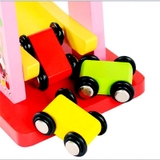 Đồ chơi xe cầu trượt bằng gỗ 4 tầng kèm ô tô cho bé