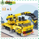Đồ chơi lắp ghép Mô hình xe cẩu công trình 12 trong 1 với 571 mảnh ghép