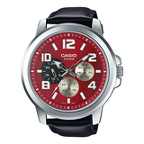 Đồng hồ nam dây da Casio (Dây đen mặt đỏ) - MTP-X300L-4AVDF