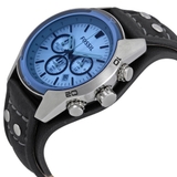 Đồng hồ nam dây da đen mặt kính  màu xanh - ACH2564