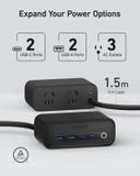 Trạm sạc nhanh nhiều cổng Anker 525, công suất 67W, gồm 3AC, 2USB A, 2USB C - A91C0