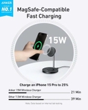 Đế sạc Không Dây Từ Tính Anker Maggo 2 in 1 đứng 1C 15W Kèm Cáp USB-C - A2544