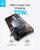 Tẩu sạc ô tô Anker Nano công suất 75W có đính kèm cáp USB C - A2738
