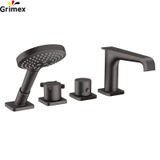 Vòi Bồn Tắm AXOR Citterio E Wannenrandarmatur, Thermostat schwarz chrom gebürstet 36411340