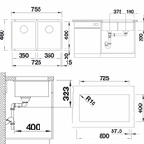 Chậu Rửa Bát Âm bàn Blanco Subline 350/350-U Anthracite