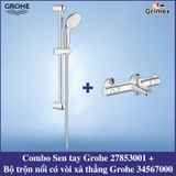 Bộ Sen tay Grohe Tempesta 100 27853001 + Bộ trộn nổi có vòi xả thẳng Grohe 34567000