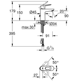 Vòi Lavabo Grohe BauLoop 23335000 - Size S