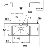 Chậu rửa bát Grohe K1000