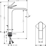 Vòi lavabo Hansgrohe Vivenis 250 XL