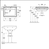 Lavabo Villeroy & Boch Hommage Washbasin 75.5 cm for 3-Hole Tap