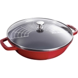 Chảo vung kính Staub Gusseisen Wok 30 cm đỏ