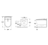 Combo Bồn cầu điện tử treo tường Villeroy & Boch ViClean Supreo Select White + két âm + mặt nhấn xả cảm ứng