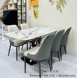 Bàn Ăn Chân Inox Mặt Đá 4 Ghế 2439S