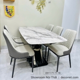 Bàn Ăn Chân Inox Mặt Đá 4 Ghế 2439S
