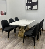 Bàn Ăn 6 Ghế Chân Inox Mặt Đá 1607S