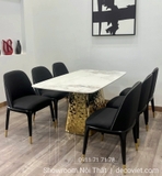 Bàn Ăn 6 Ghế Chân Inox Mặt Đá 1607S