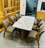 Bàn Ăn 6 Ghế Gỗ Ash Mặt Đá 2691S