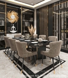 Bàn Ăn Mặt Đá 8 Ghế Nhập Khẩu 2251S