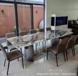 Bàn Ăn Cao Cấp 2m6 Mặt Đá Nhập Khẩu 2827S