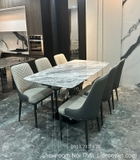 Bàn Ăn Chân Inox Mặt Đá 6 Ghế 2359S