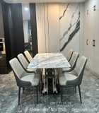 Bàn Ăn Chân Inox Mặt Đá 6 Ghế 2359S