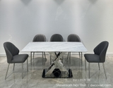 Bàn Ăn Chân Inox Mặt Đá 6 Ghế 2789S