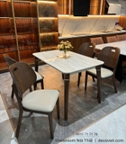 Bàn Ăn Mặt Đá Chân Gỗ 4 Ghế 2744S