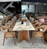 Bộ Bàn Ăn 6 Ghế Mặt Đá Chân Gỗ 2610S