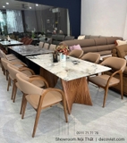Bộ Bàn Ăn 6 Ghế Mặt Đá Chân Gỗ 2610S