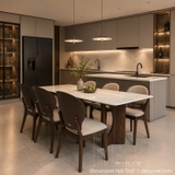 Bàn Ăn Gỗ Mặt Đá 6 Ghế 3017S