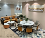 Bàn Ăn Tròn Mặt Đá 8 Ghế 1036S