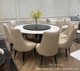 Bàn Tròn 8 Ghế Chân Inox Mặt Đá 2865S