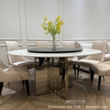 Bàn Tròn 8 Ghế Chân Inox Mặt Đá 2865S
