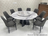 Bàn Ăn Tròn 10 Ghế Mặt Đá 1m6 2895S
